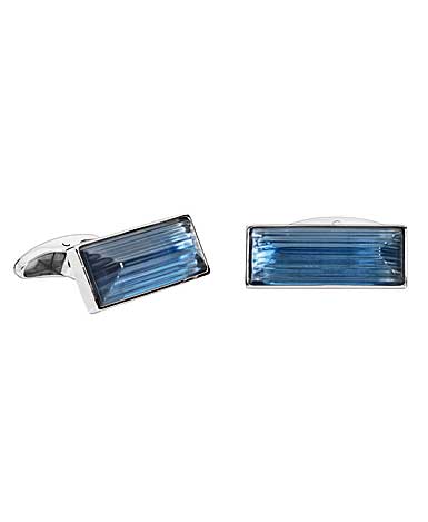Lalique Rayonnante Crystal and Stainless Steel Cufflinks, Blue