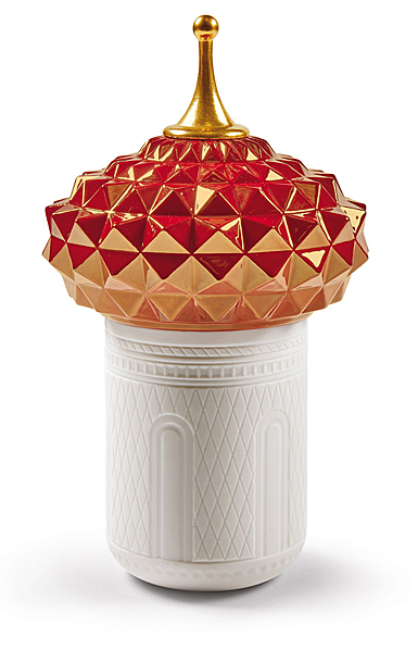 Lladro Light And Fragrance, South Tower Candle 1001 Lights (Rose). Night Approaches Scent
