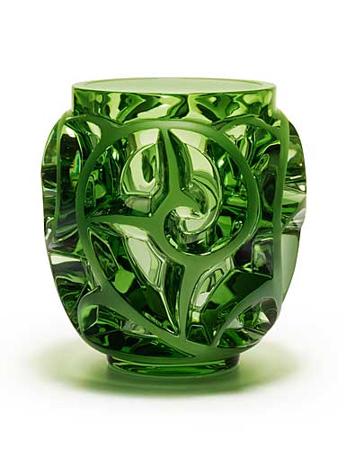 Lalique Tourbillons 8 1/8" Light Green Crystal Vase, Limited Edition
