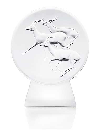 Lalique Chevre 3 Rams Paperweight, Clear