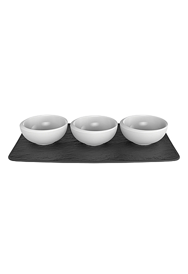 Villeroy and Boch NewMoon Dip Bowl and Tray Set of 3