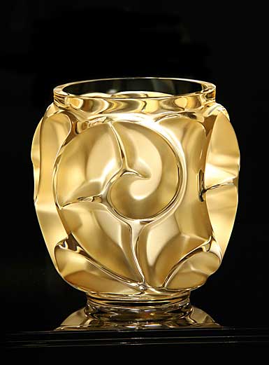 Lalique Tourbillons Gold Luster Vase, Small