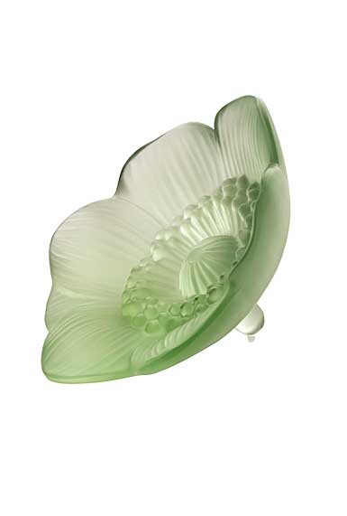 Lalique Crystal, Anemone Flower Sculpture, Green