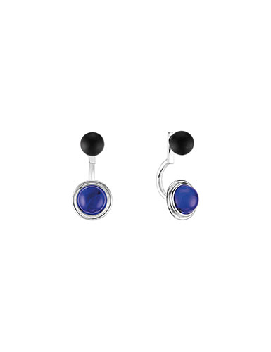 Lalique Charmante Pierced Earrings, Blue and Noir