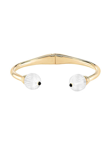 Lalique and Sterling Silver Vibrante Bangle Bracelet, Gold Vermeil