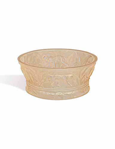 Lalique Jungle 10" Bowl, Gold Luster