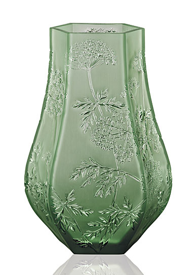 Lalique Ombelles 11.5" Vase, Green