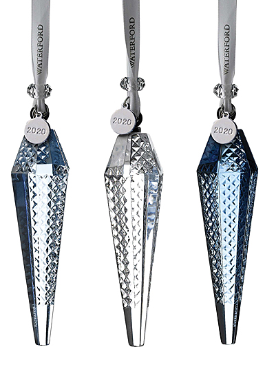 Waterford 2020 Icicle Ornament Set of Three Topaz Ombre Mix