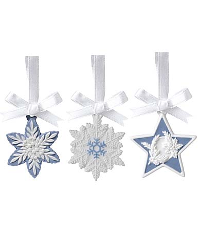 Wedgwood Snowflakes and Star Charm Ornaments, Set of 3