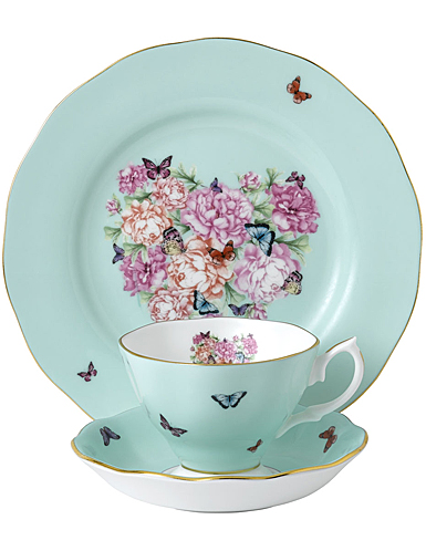 Royal Albert Miranda Kerr Friendship 3 Piece Set Teacup, Saucer and Plate 8 Tranquility, Blue