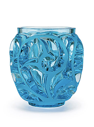Lalique Tourbillons 5" Vase, Pale Blue