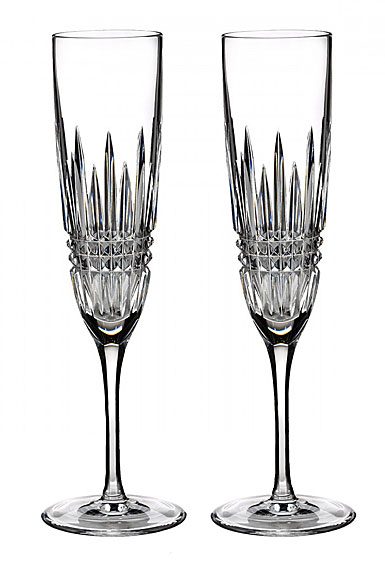 Waterford Lismore Diamond Champagne Toasting Flutes, Pair
