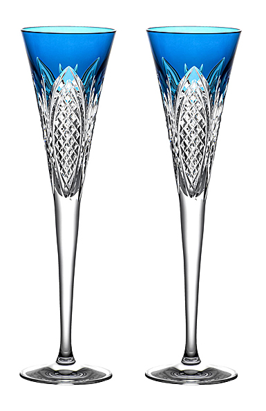 Waterford Crystal Times Square 2022 Gift of Wisdom Flute Pair Cobalt