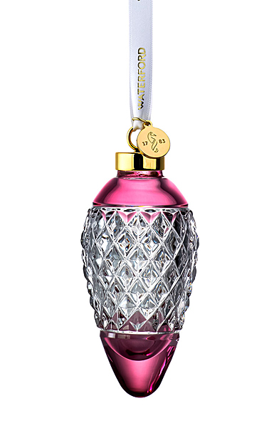Waterford Crystal 2022 Lismore Drop Ornament Hope Cranberry
