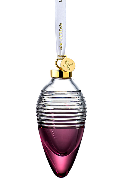 Waterford Crystal Lismore Drop Ornament Love Cranberry
