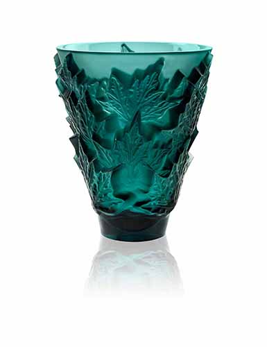 Lalique Champs Elysees 7" Vase, Intense Green