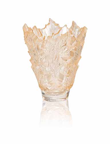 Lalique Champs Elysees 13" Vase, Gold Luster