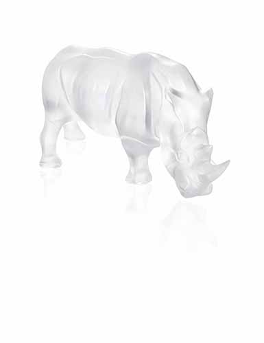 Lalique Rhinoceros Sculpture, Clear