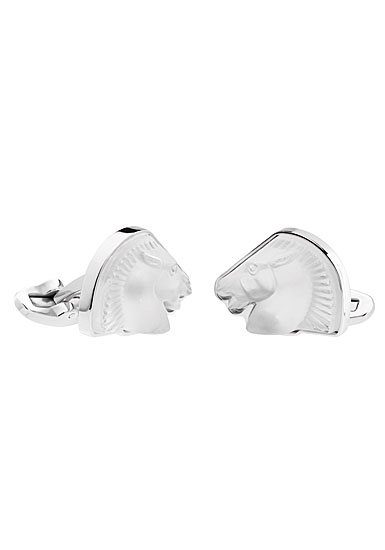 Lalique Cheval Mascottes Cufflinks Pair, Clear
