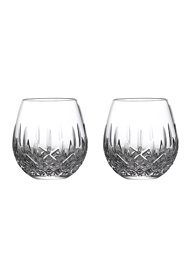 Waterford Crystal Lismore Nouveau White Stemless Wine Glass PAIR 