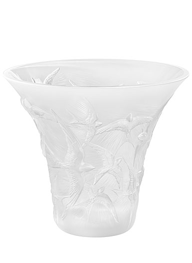 Lalique Hirondelles 11.5" Flared Vase, Clear