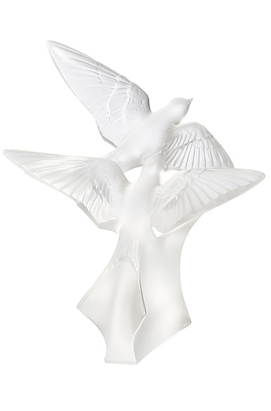 Lalique Two Swallows Grand Sculpture, Clear