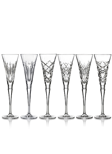 Waterford Winter Wonders Flute Set of 6 Glasses Mixed Patterns