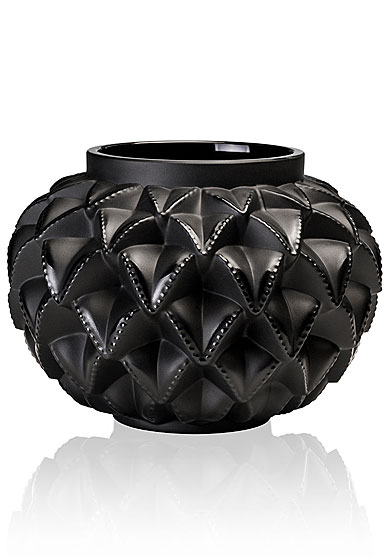 Lalique Languedoc Small Vase, Noir Black