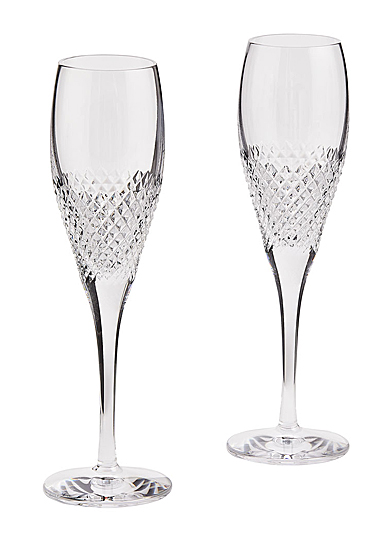 Wedgwood Vera Wang Diamond Mosaic Champagne Flutes, Pair