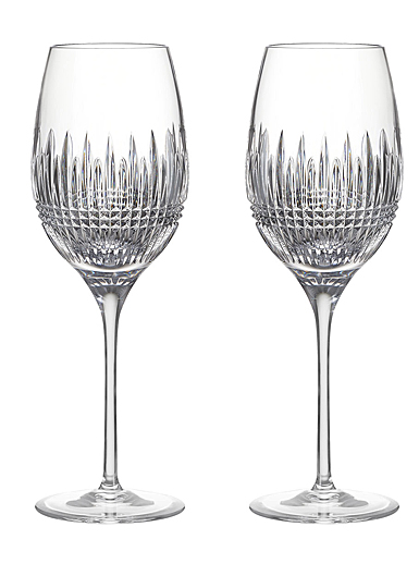 Waterford Lismore Diamond White Wine Medium Glasses, Pair