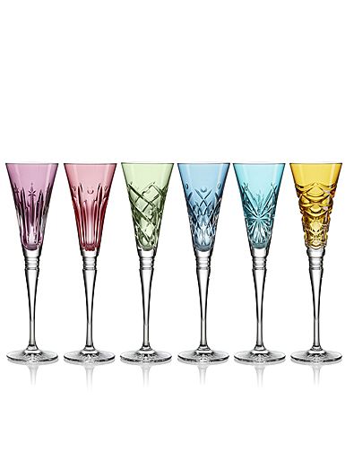 Waterford Winter Wonders Flute Colored Mixed Patterns Set of 6 Glasses