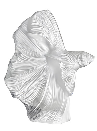 Lalique Fighting Fish Aquatique 6.3" Sculpture, Clear