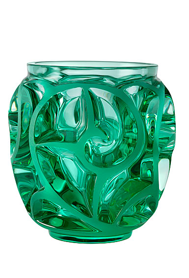 Lalique Tourbillons 8" Vase, Green Mint