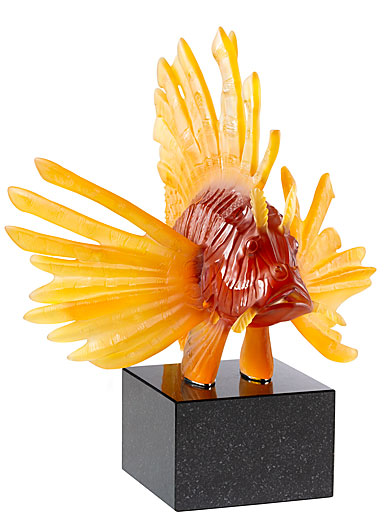 Lalique Lionfish Lost Wax 18" Sculpture, Amber Limited Editon of 8