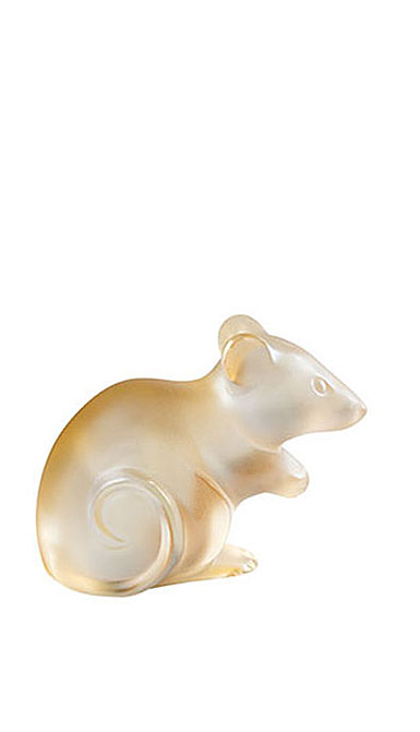 Lalique Mouse Sculpture Large, Gold Luster