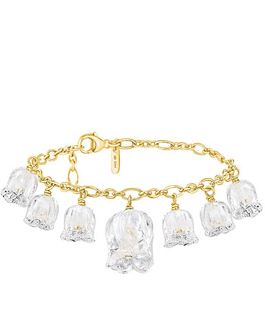 Lalique Muguet Bracelet with 7 Elements, Gold with Clear Crystal