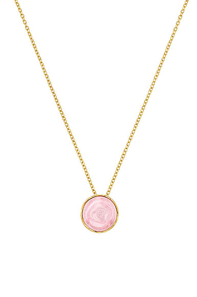 Lalique Pivoine Necklace, Pink Pearly Crystal and Gold
