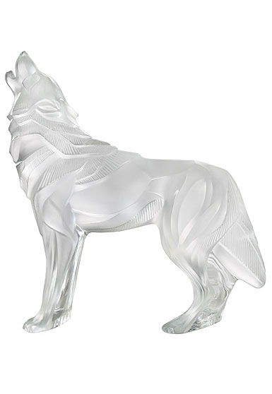 Lalique Wolf Sculpture, Clear