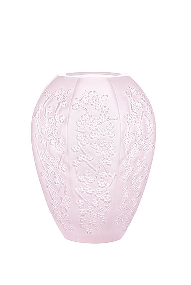 Lalique Sakura 5.5" Medium Vase, Pink Luster