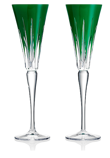 Waterford New Year 2025 Flutes Firework Pair Green