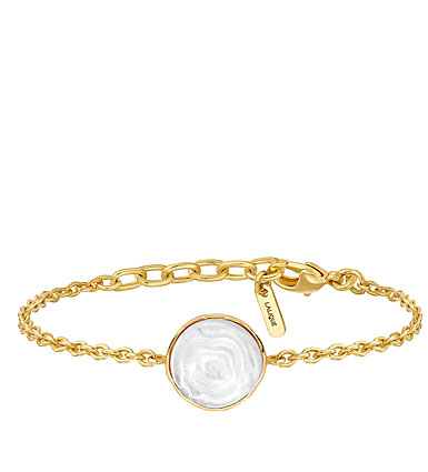Lalique Pivoine Bracelet, White Pearly and Gold