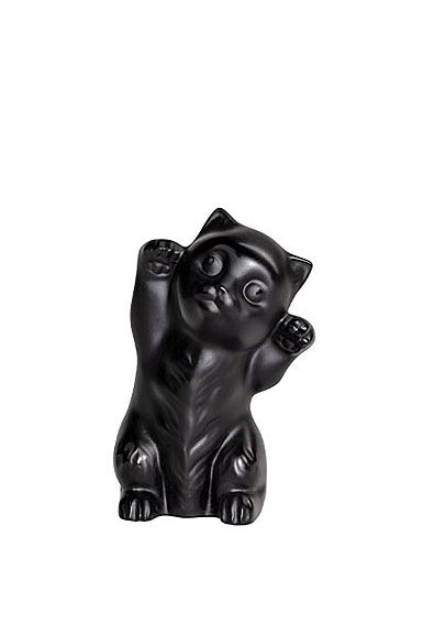 Lalique Kitten Sculpture, Black