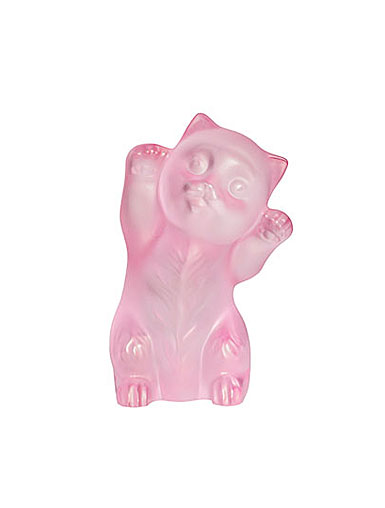 Lalique Kitten Sculpture, Pink, Limited Edition