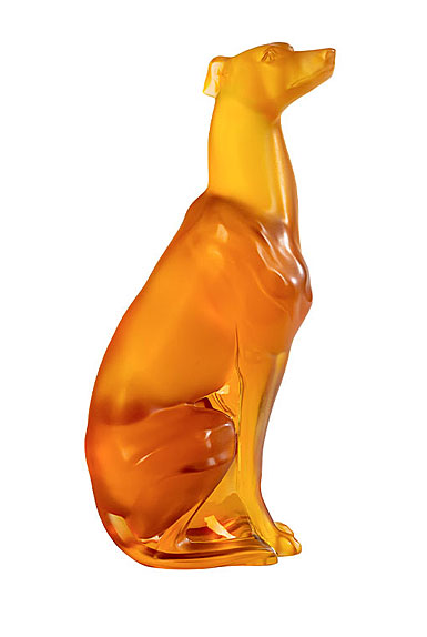 Lalique Greyhound Sculpture, Amber