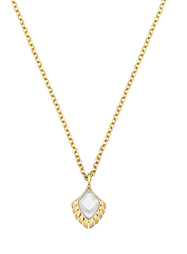 Lalique Paon Pendant Necklace, White Pearl Crystal, Gold