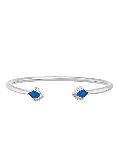 Lalique Paon Flexible Silver Bangle Bracelet, Blue Crystal, Small