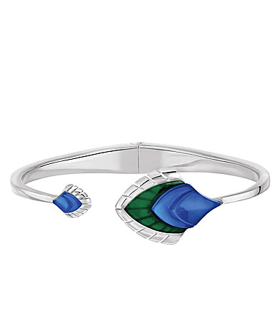 Lalique Paon Silver Bracelet, Blue and Green Crystal