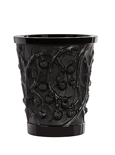 Lalique Mures 10" Vase, Black