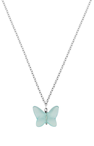 Lalique Papillon Necklace, Silver, Lagoon Green Crystal