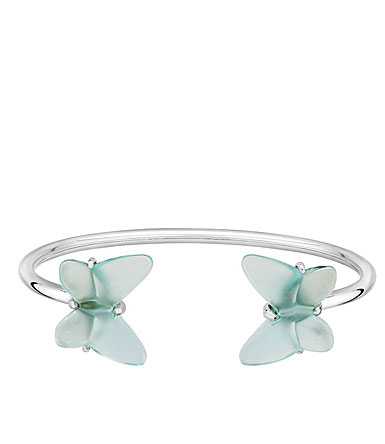 Lalique Papillon Flexible Bracelet, Silver, Green Crystal, Small